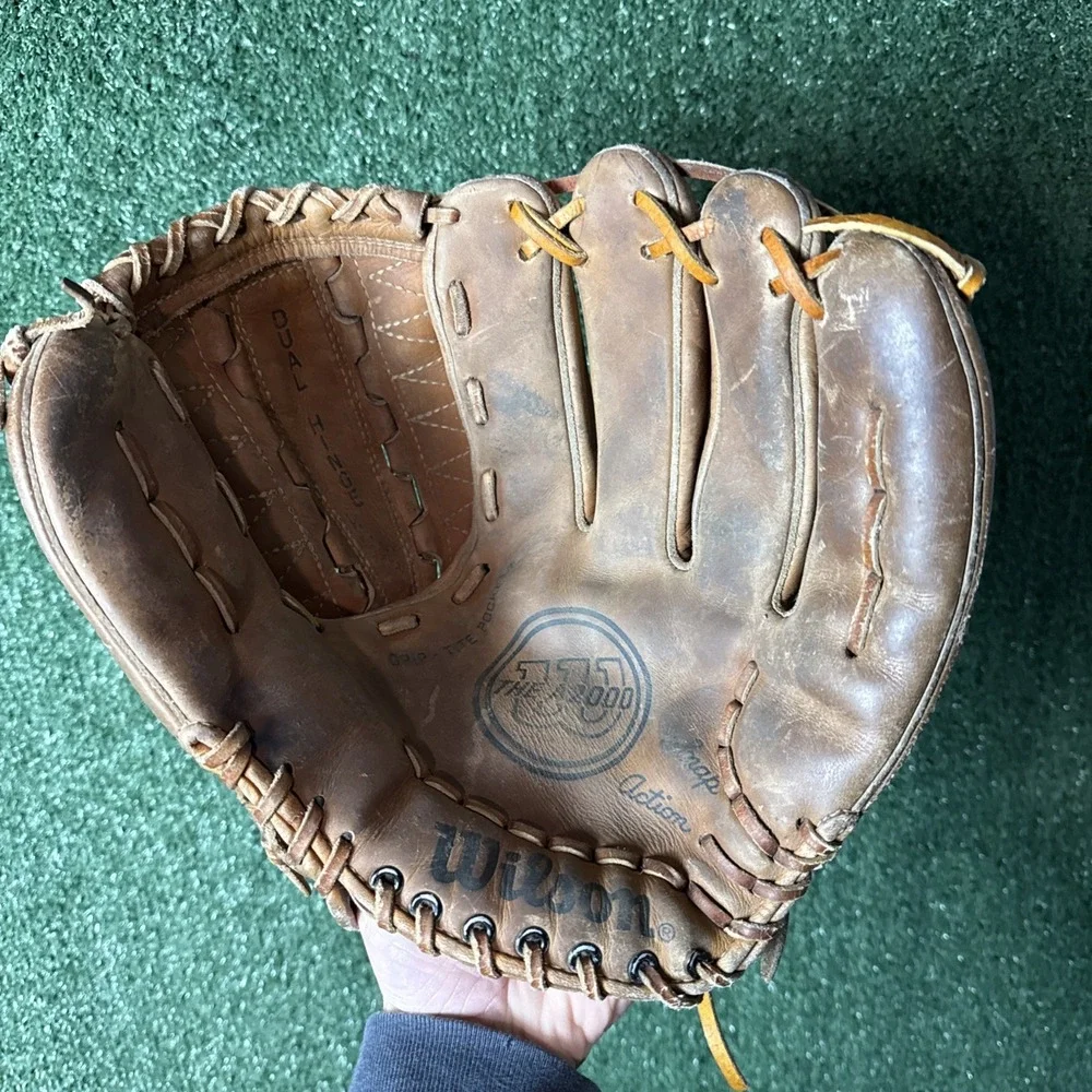 Vintage Wilson THE A2000 XL Leather Baseball Glove Dual Hinge RHT Made in Japan - Picture 6 of 11